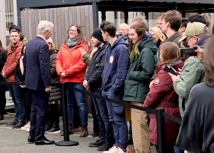 King Philippe meets the researchers and support staff of the Space Pole