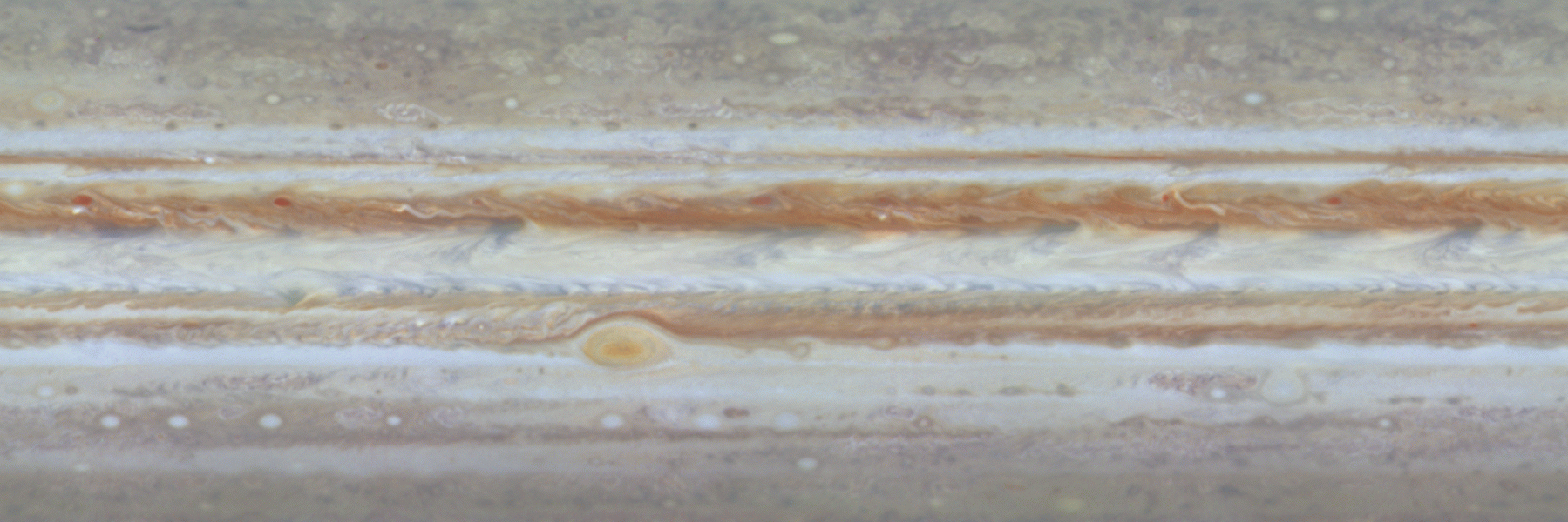 Jupiter cloud colors orange brown