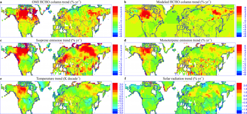 Biogenic emission fluxes trends over 2005-2015