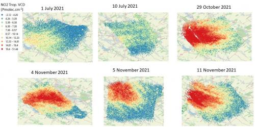 SWING maps of NO2 over Bucharest 2021