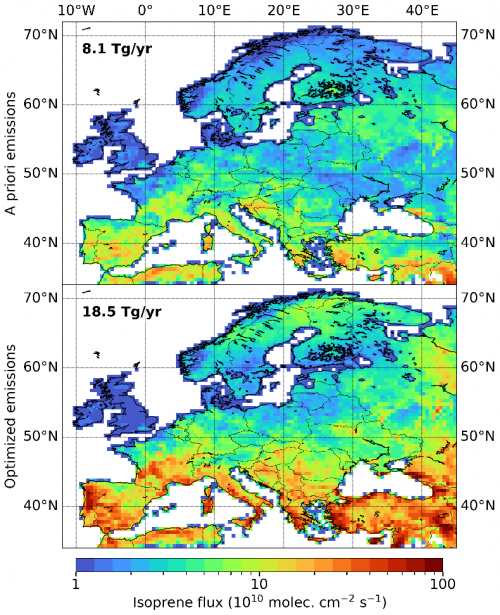 optimisation of emissions using satellite data compared to the current inventory