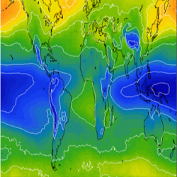 Tropospheric ozone column map