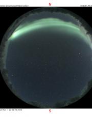 Auroral arc captured by all sky camera 