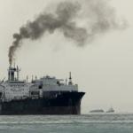 Transport ship smoke plume water